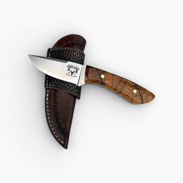 Custom Crosscut Mammoth Ivory Trail Hunter Knife with Beavertail Sheath 26-086