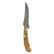 Reverse side of Damascus mammoth skinning knife 26-558, showing the circular blade pattern and two handle pins.