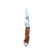 Open Thuya wood Yooper pocket knife 26-559 with a figured brown handle and Limited Edition blade engraving