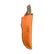 Beavertail Skinning Knife in a tan sheath, with its Bocote handle exposed.