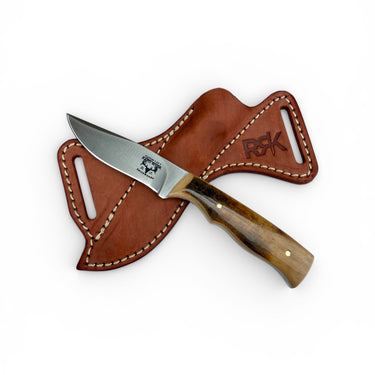Custom Mammoth Ivory Mini Royal Knife with Cross Draw Sheath 26-088