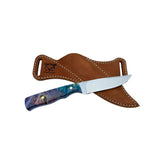 Limited Edition Dyed Box Elder Burl Royal 7 Hunting Knife With Cross Draw Sheath 26-225