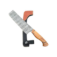 Custom 1 of 1 Raindrop Damascus Crosscut Fossilized Mammoth Chef's Knife With Custom Leather Guard 26-420