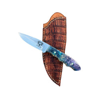 Special Edition Dyed Box Elder Burl Mackinaw Hunting Knife With Custom Sheath 26-470