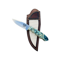 Special Edition Dyed Box Elder Burl Mackinaw Hunting Knife With Custom Sheath 26-472