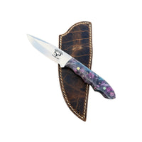 Special Edition Dyed Box Elder Burl Mackinaw Hunting Knife With Custom Sheath 26-478