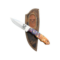 Special Edition Dyed Box Elder Burl Mackinaw Hunting Knife With Custom Sheath 26-473