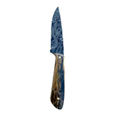 Custom Damascus Fossilized Mammoth Hunting Knife With Custom Sheath 26-502
