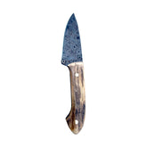 Custom Damascus Fossilized Mammoth Hunting Knife With Custom Sheath 26-503