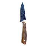 Custom Damascus Fossilized Mammoth Hunting Knife With Custom Sheath 26-515