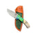 Custom 1 of 1 Damascus Acrylic/Burl Hunting Knife With Custom Sheath 26-526