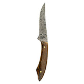 Custom 1 of 1 Damascus Fossilized Mammoth Skinning Knife With Custom Sheath 26-562