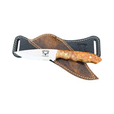Special Edition Box Elder Burl Mackinaw Hunting Knife With Custom Cross Draw Sheath 26-570