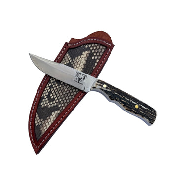 Elk Antler Royal 7 Hunting Knife With Snakeskin Sheath 26-090