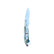 Reverse side of Yooper pocket knife 26-542 with blade open, blue box elder burl handle and silver pocket clip.