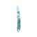 Yooper pocket knife 26-542 with blade open, blue box elder burl handle with golden flecks and Limited Edition blade marking