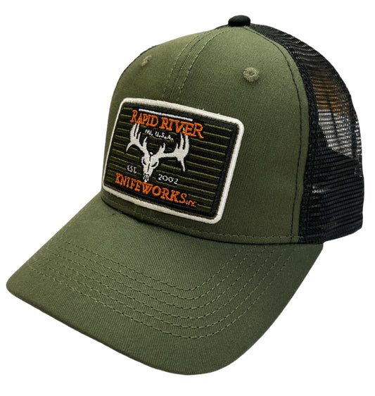 Hat Skull Logo Green/Black Hat w/patch